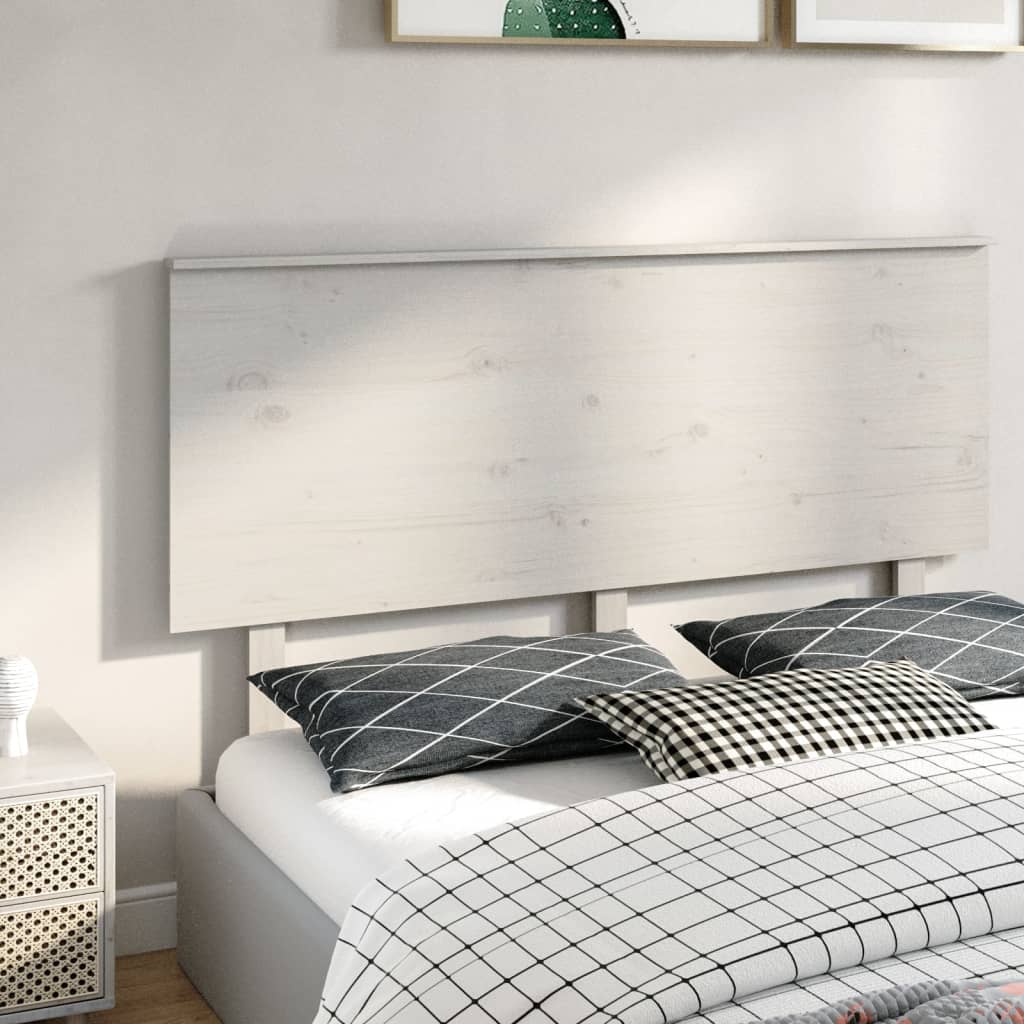 Testiera per Letto Bianca 154x6x82,5 cm Legno Massello di Pino