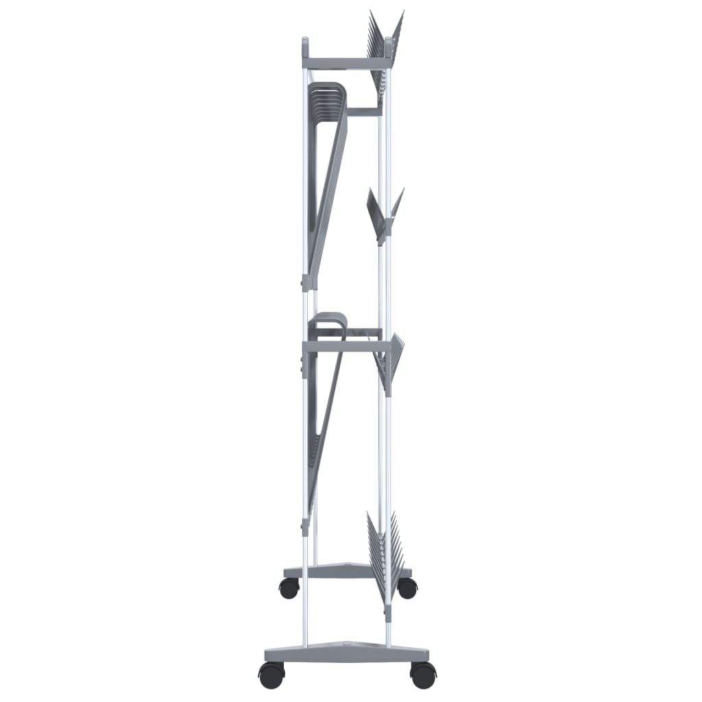 Scarpiera con Ruote Argento 89x27x120 cm