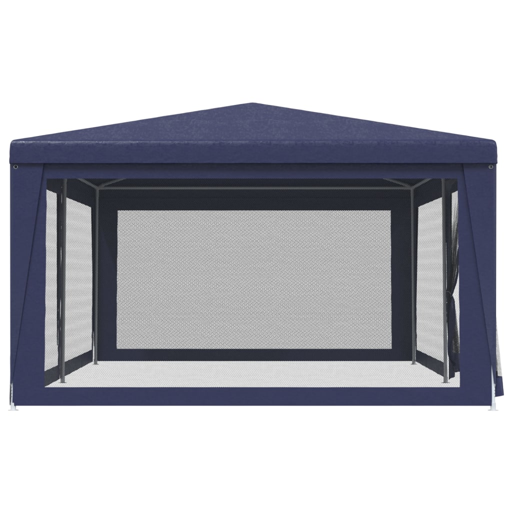 Tenda per Feste con 6 Pareti Laterali in Rete Blu 6x4 m HDPE
