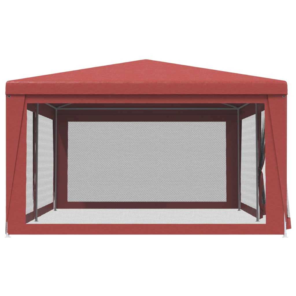 Tenda per Feste con 6 Pareti Laterali in Rete Rossa 6x4 m HDPE