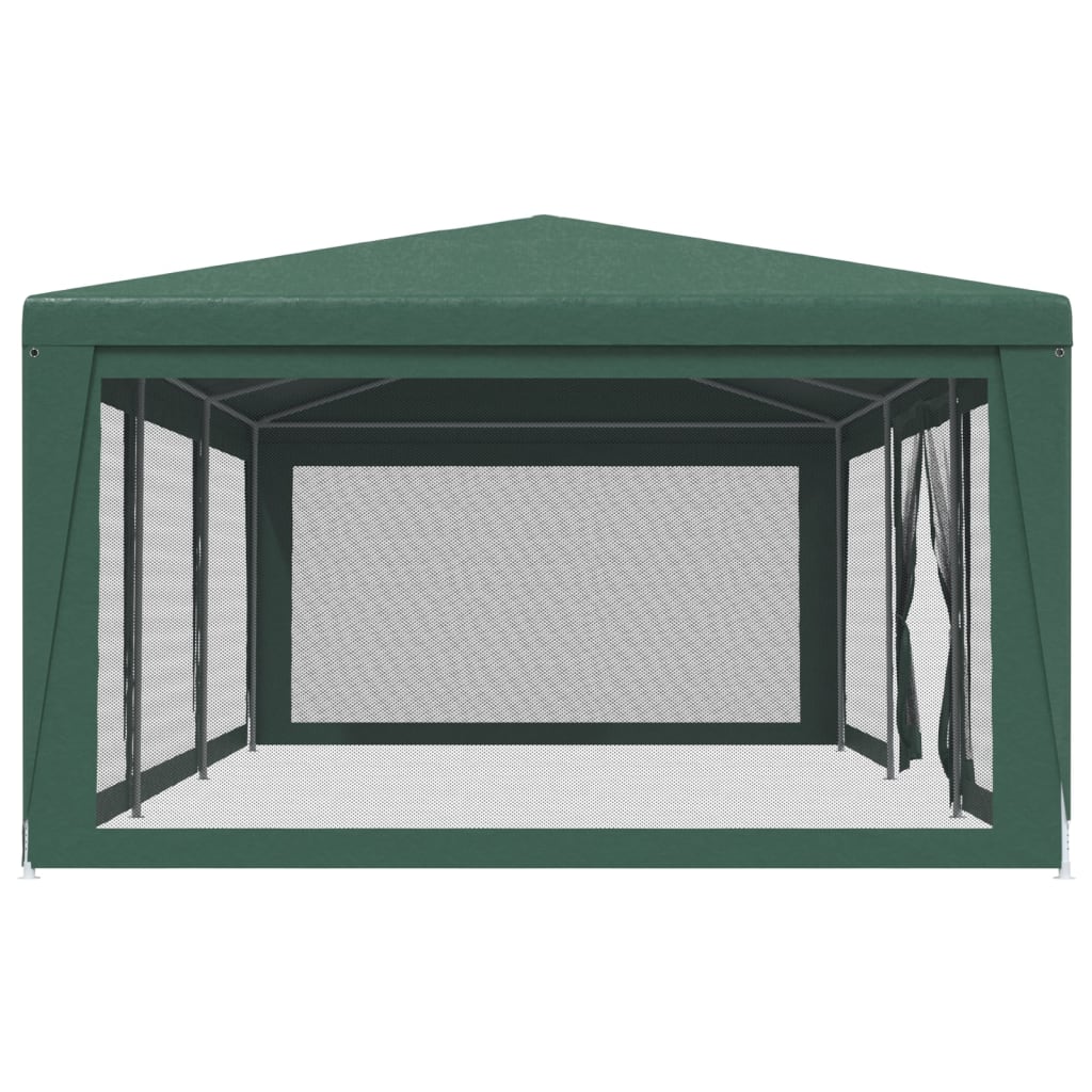 Tenda per Feste con 8 Pareti Laterali in Rete Verde 9x4 m HDPE
