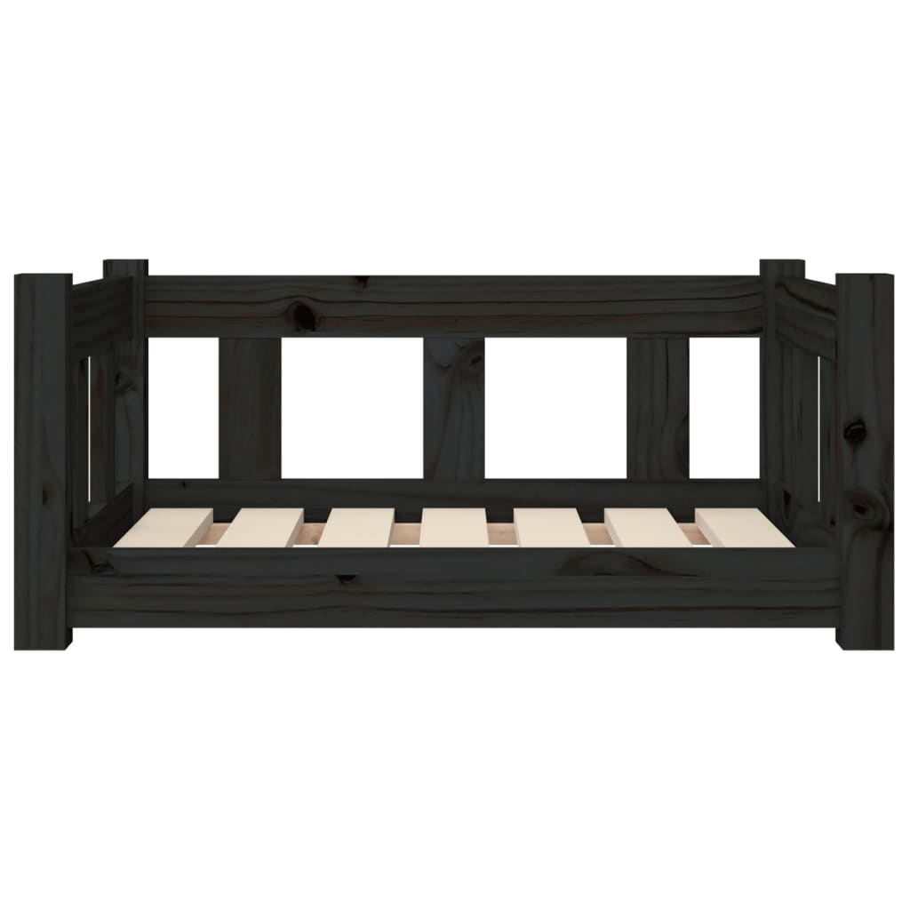 Cuccia per Cani Nera 65,5x50,5x28 cm in Legno Massello di Pino
