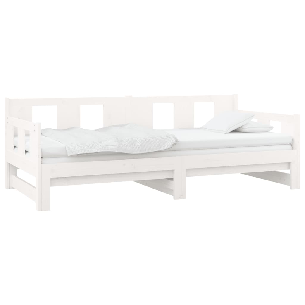 Dormeuse Estraibile Bianca Legno Massello di Pino 2x(90x190) cm