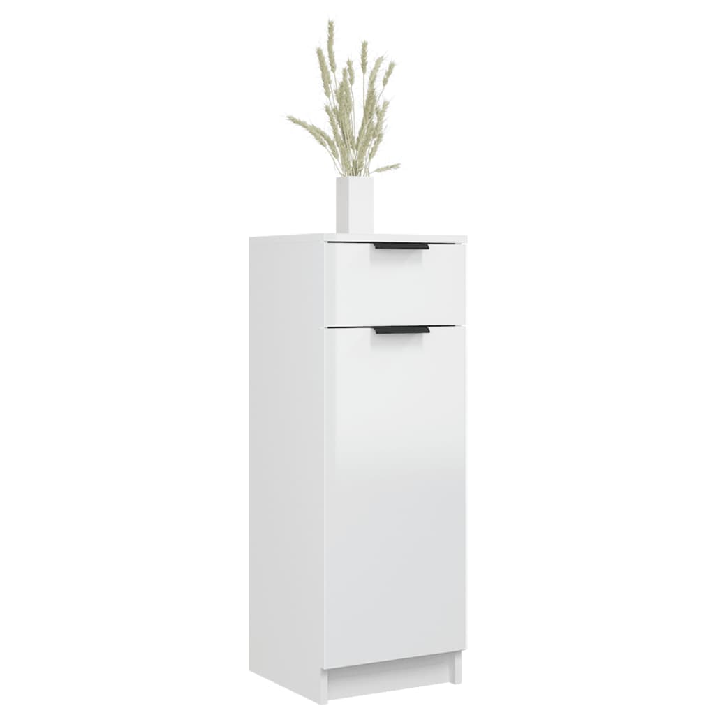 Armadio da Bagno Bianco Lucido 32x34x90 cm in Legno Multistrato