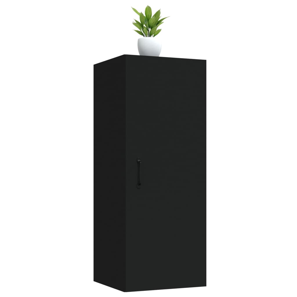 Armadietto Pensile a Muro Nero 34,5x34x90 cm Legno Multistrato