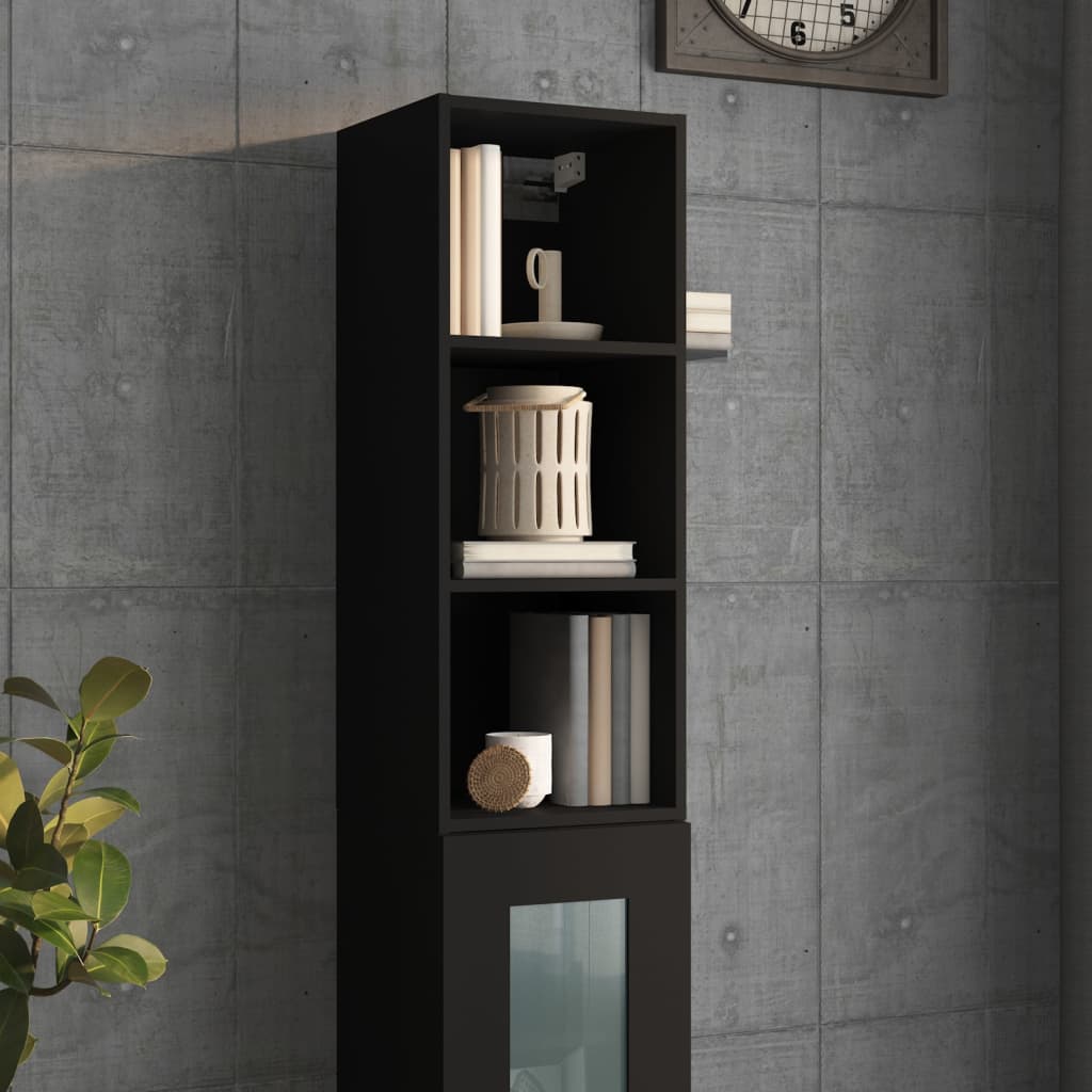 Mobile Pensile Nero 34,5x32,5x90 cm in Legno Multistrato