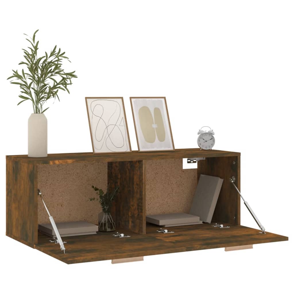 Mobile a Parete Rovere Fumo 100x36,5x35 cm in Legno Multistrato