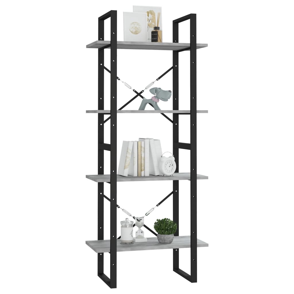 Libreria 4 Ripiani Grigio Sonoma 60x30x140 cm Legno Multistrato
