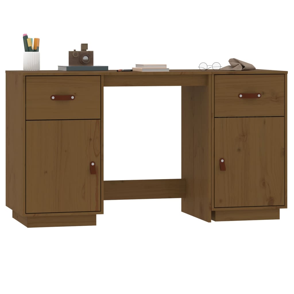 Scrivania con Armadietti ambra 135x50x75cm Legno Massello Pino
