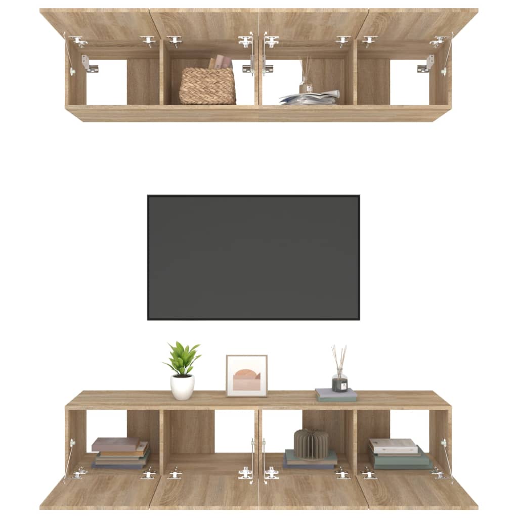 Mobili TV 4 pz Rovere Sonoma 80x30x30 cm in Legno Multistrato