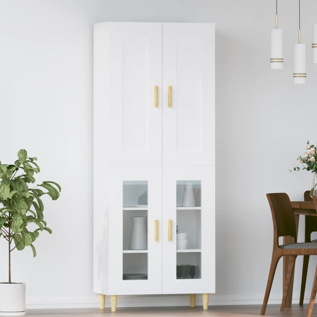Credenza Bianca 69,5x34x180 cm in Legno Multistrato