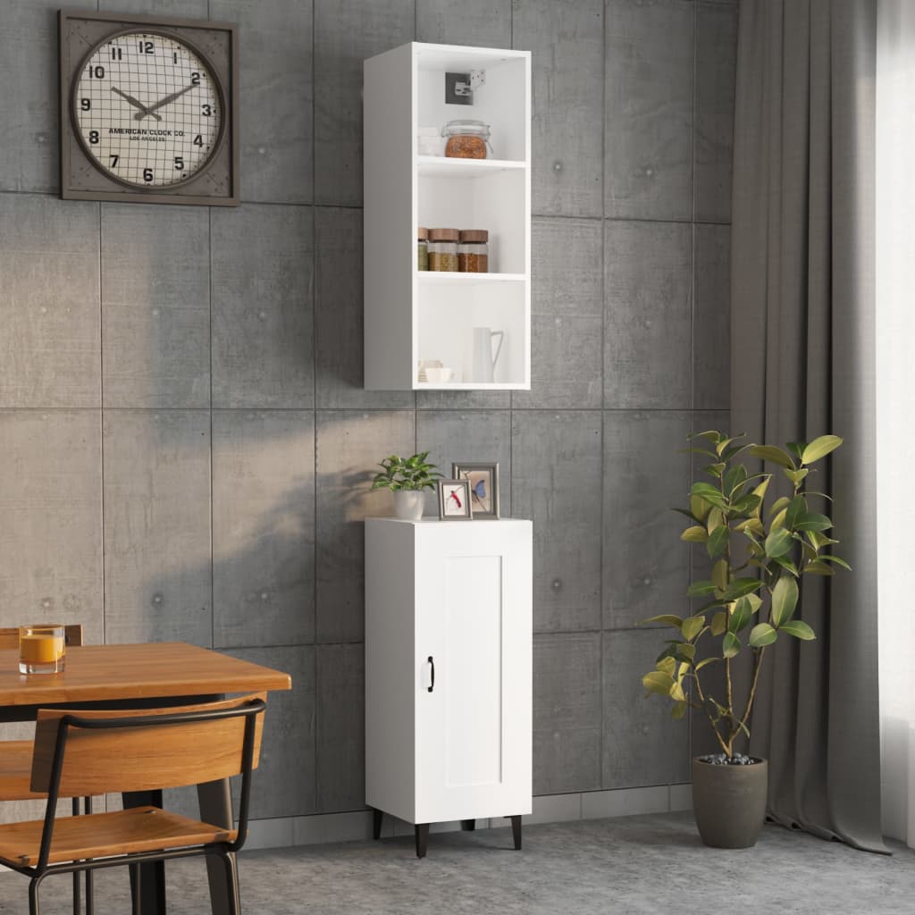 Credenza Bianca 34,5x34x180 cm in Legno Multistrato