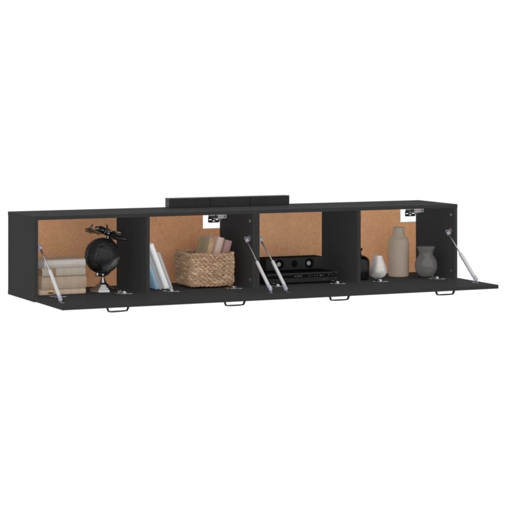 Mobili Parete 2 pz Neri 100x36,5x35 cm in Legno Multistrato