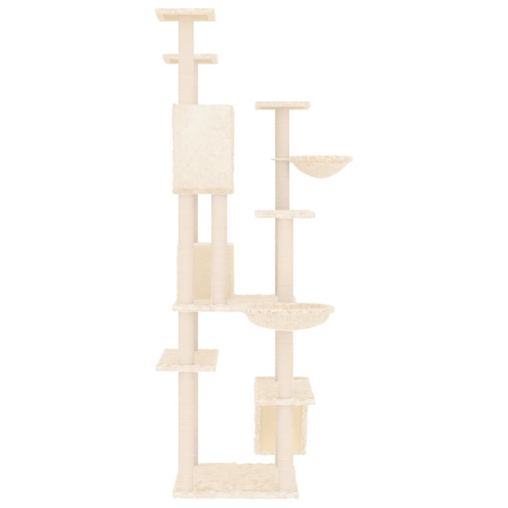 Albero per Gatti con Tiragraffi in Sisal Crema 191 cm