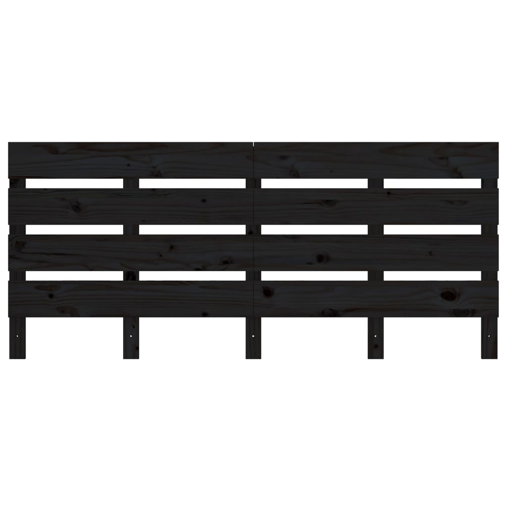 Testiera per Letto Nera 180x3x80 cm in Legno Massello di Pino