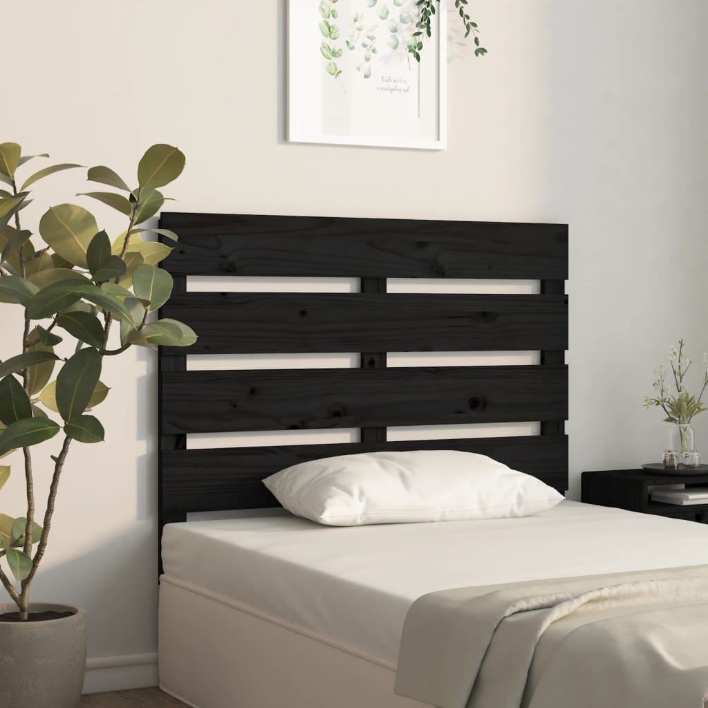 Testiera per Letto Nera 75x3x80 cm in Legno Massello di Pino