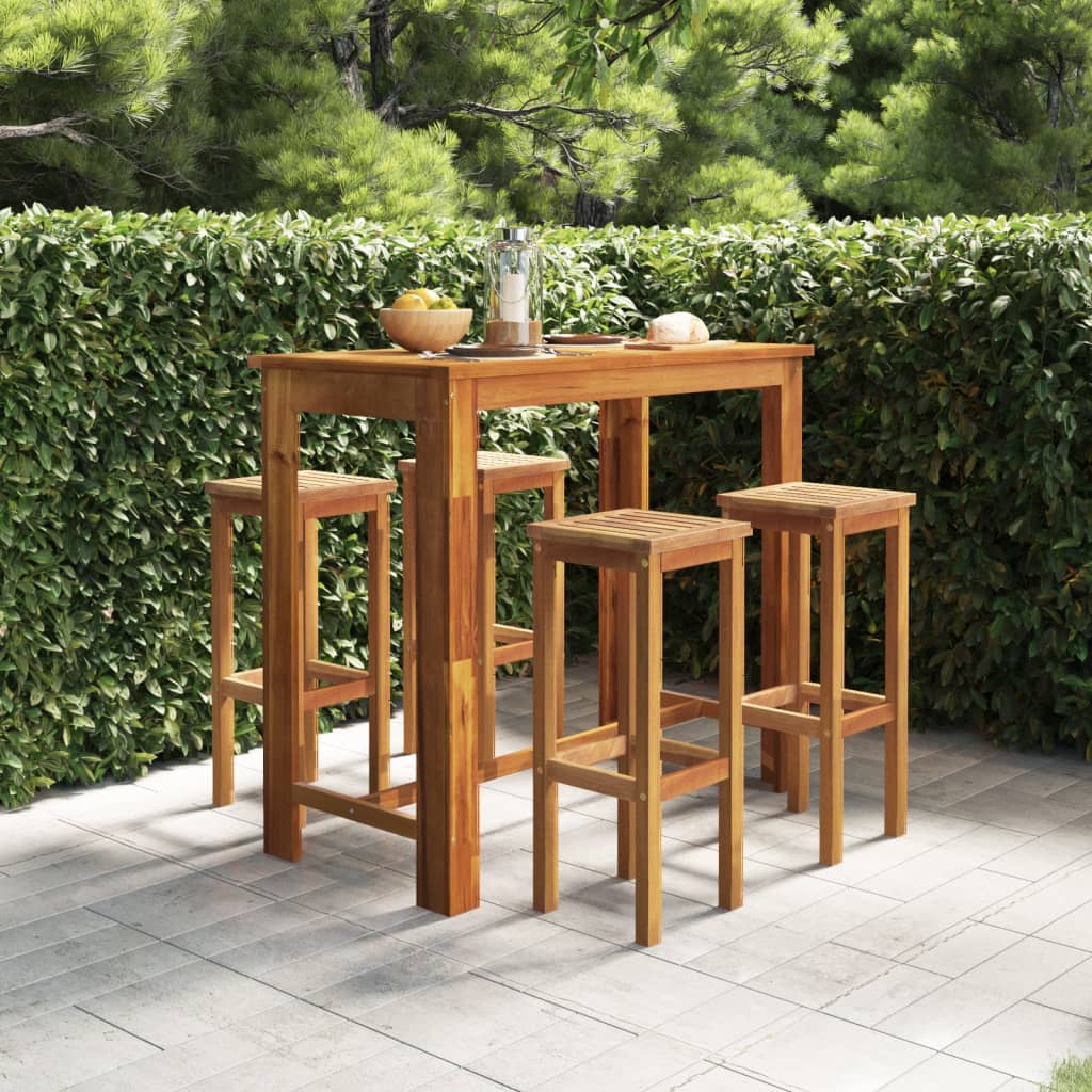 Set da Bar da Giardino 5 pz in Legno Massello di Acacia