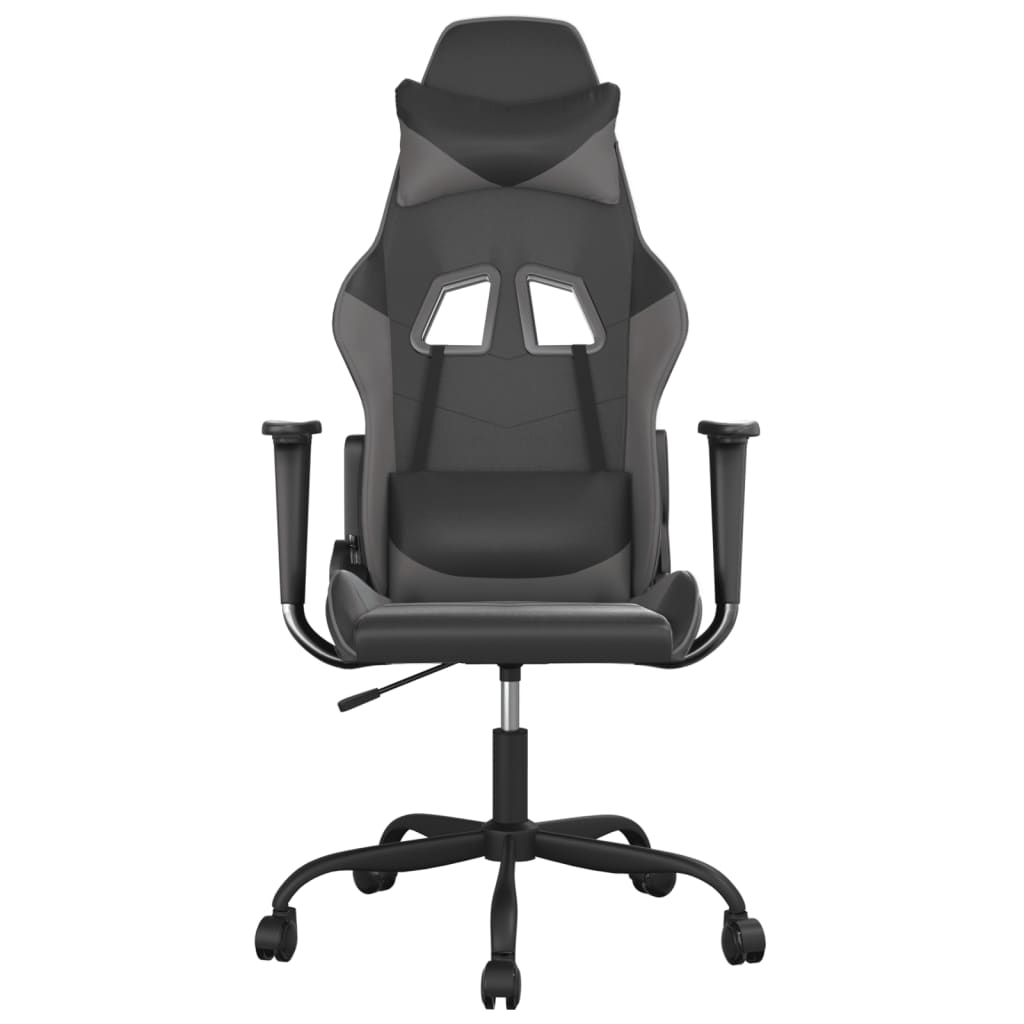 Sedia da Gaming Massaggiante Nero e Grigio in Similpelle