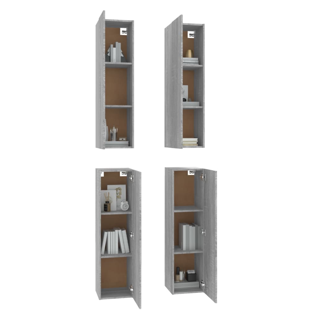 Mobili TV 4 pz Grigio Sonoma 30,5x30x110cm in Legno Multistrato