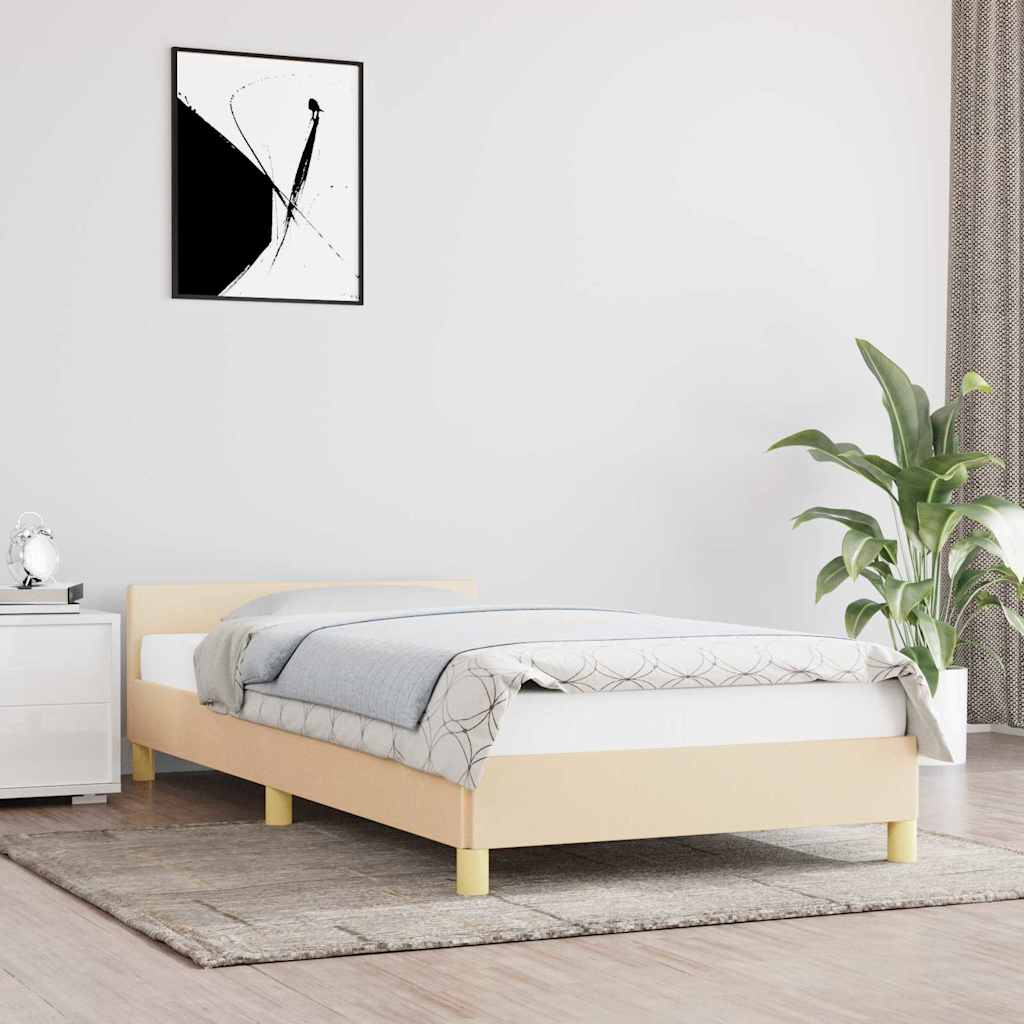 Giroletto con Testiera senza Materasso Crema 90x190 cm Tessuto
