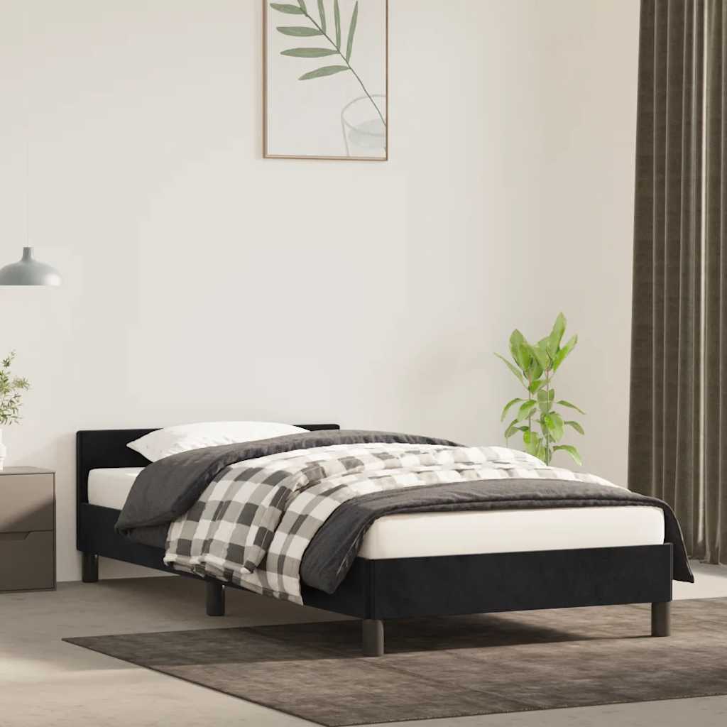 Giroletto con Testiera senza Materasso Nero 90x190 cm Velluto