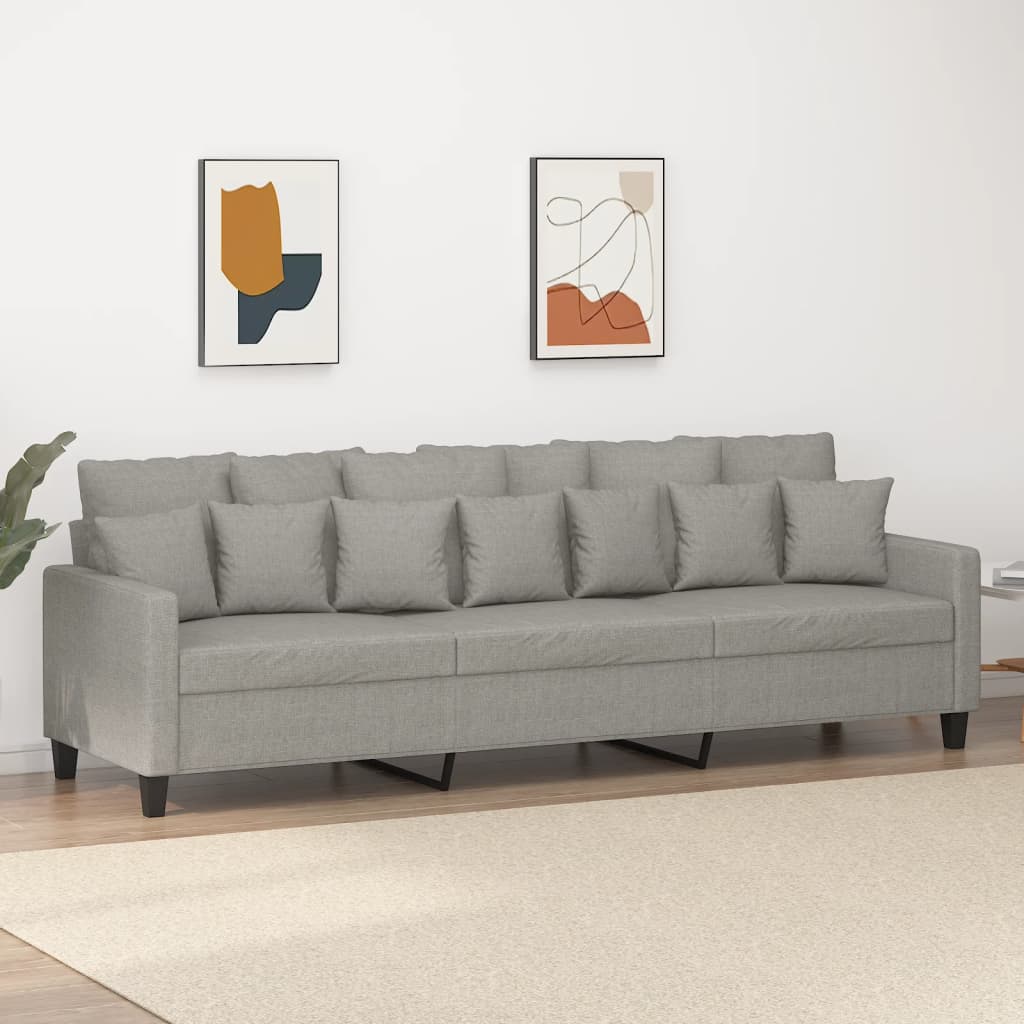 Divano a 3 Posti Grigio Chiaro 210 cm in Tessuto