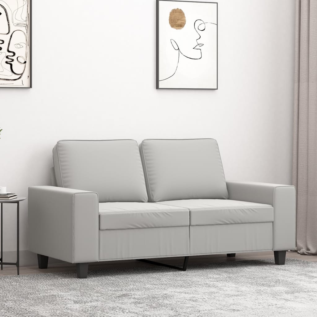 Divano a 2 Posti Grigio Chiaro 120 cm in Tessuto Microfibra