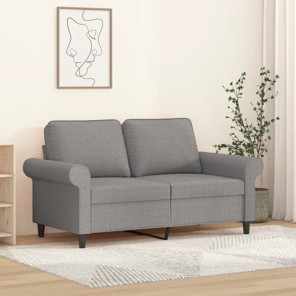Divano a 2 Posti Grigio Chiaro 120 cm in Tessuto