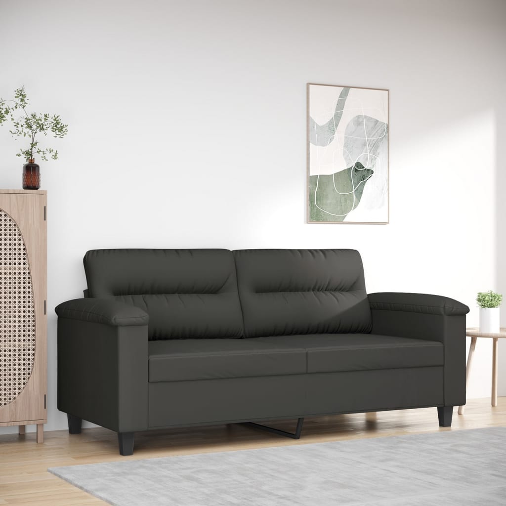 Divano a 2 Posti Grigio Scuro 140 cm in Tessuto Microfibra