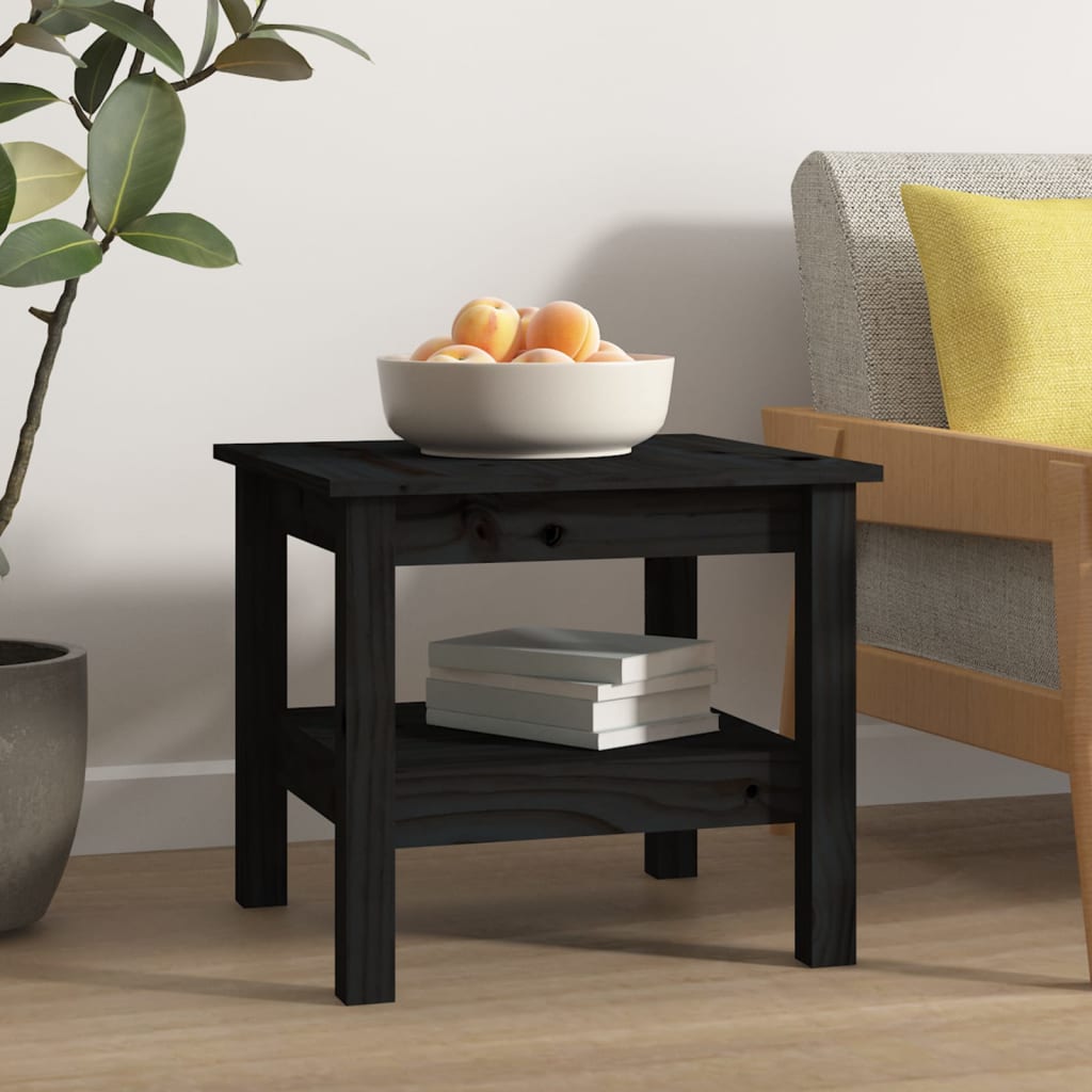 Tavolino da Salotto Nero 45x45x40 cm Legno Massello di Pino