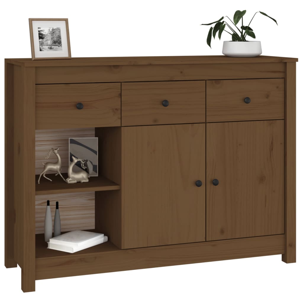 Credenza Marrone Ambrato 100x35x74 cm in Legno Massello di Pino