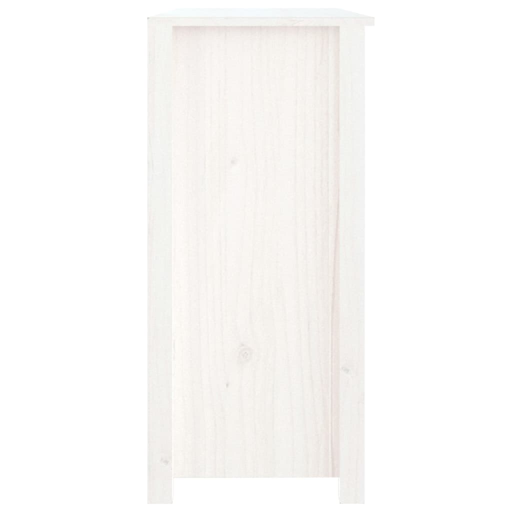 Credenza Bianca 100x35x74 cm in Legno Massello di Pino