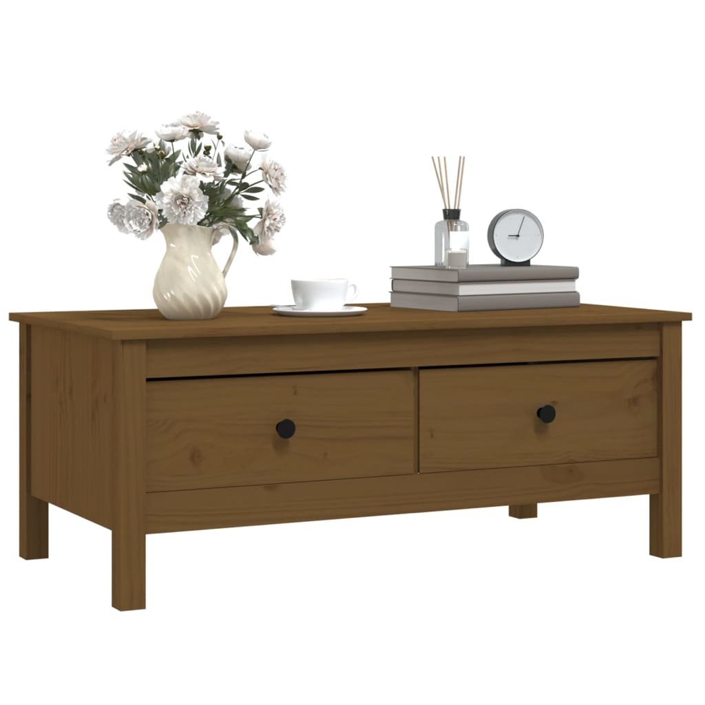 Tavolino da Salotto ambra 100x50x40 cm Legno Massello di Pino
