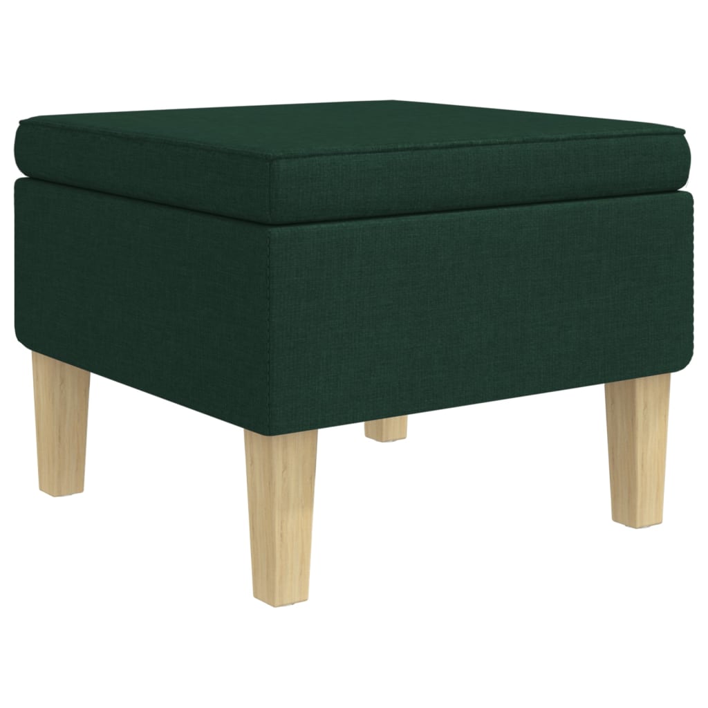 Poltrona con Gambe a Dondolo e Sgabello Verde Scuro in Tessuto