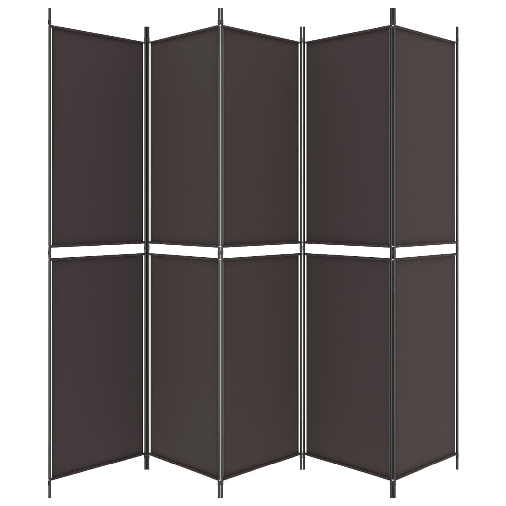 Divisorio a 5 Pannelli Marrone 250x220 cm in Tessuto