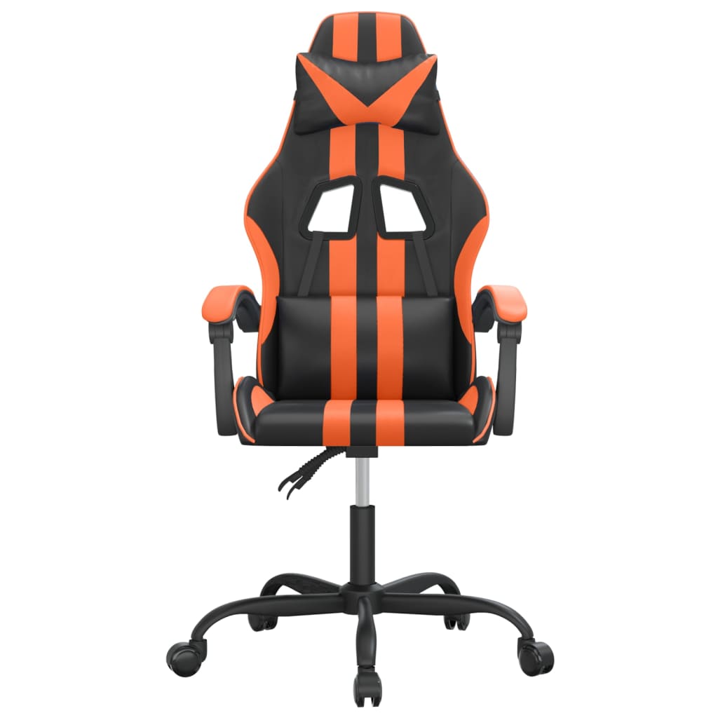 Sedia da Gaming Girevole Nero e Arancione in Similpelle