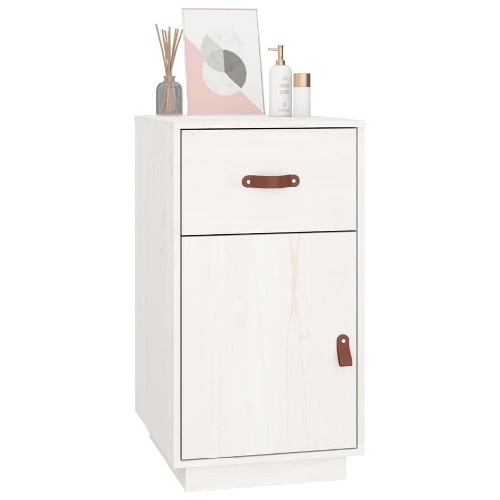 Armadietto da Scrivania Bianco 40x50x75 cm Legno Massello Pino