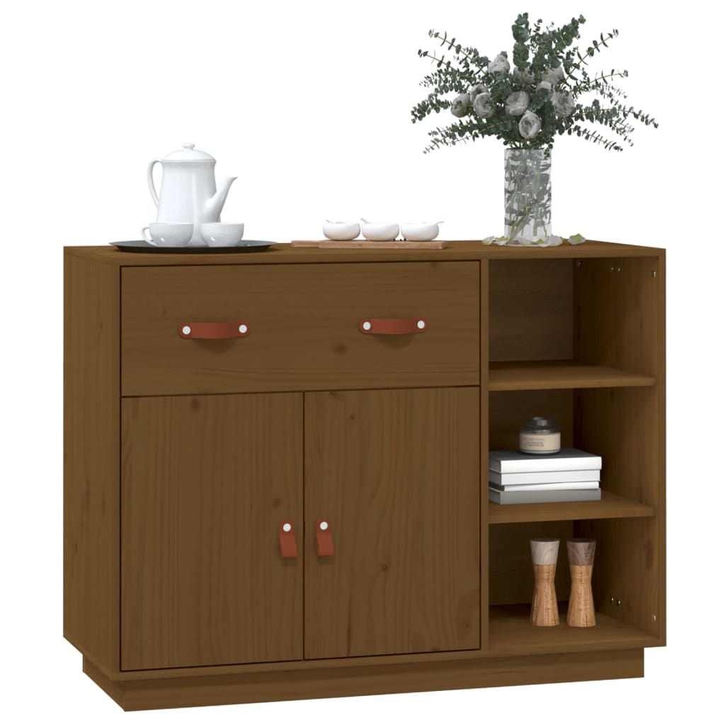 Credenza Marrone Ambra 98,5x40x75 cm in Legno Massello di Pino