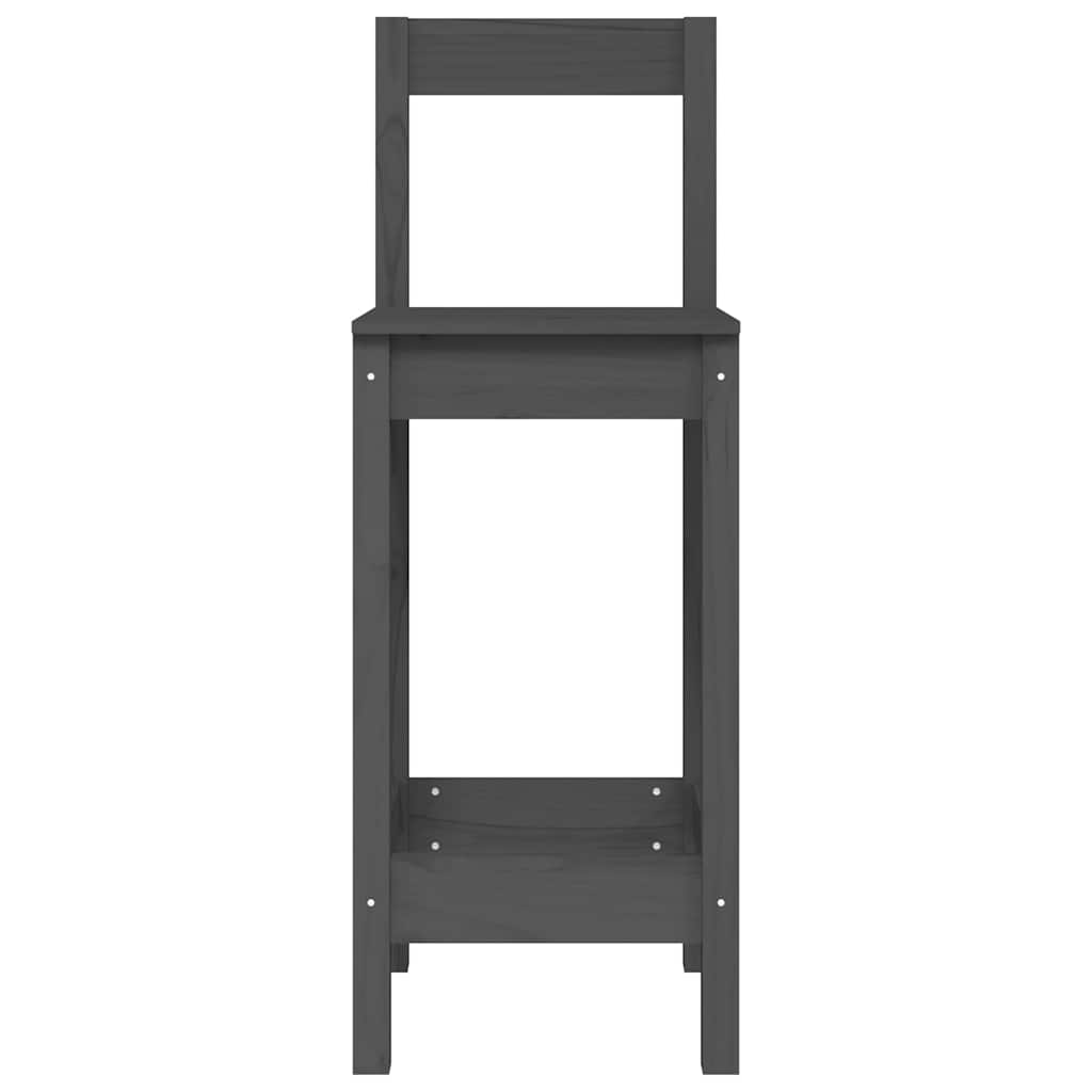 Sedie da Bar 2 pz Grigie 40x41,5x112 cm Legno Massello di Pino