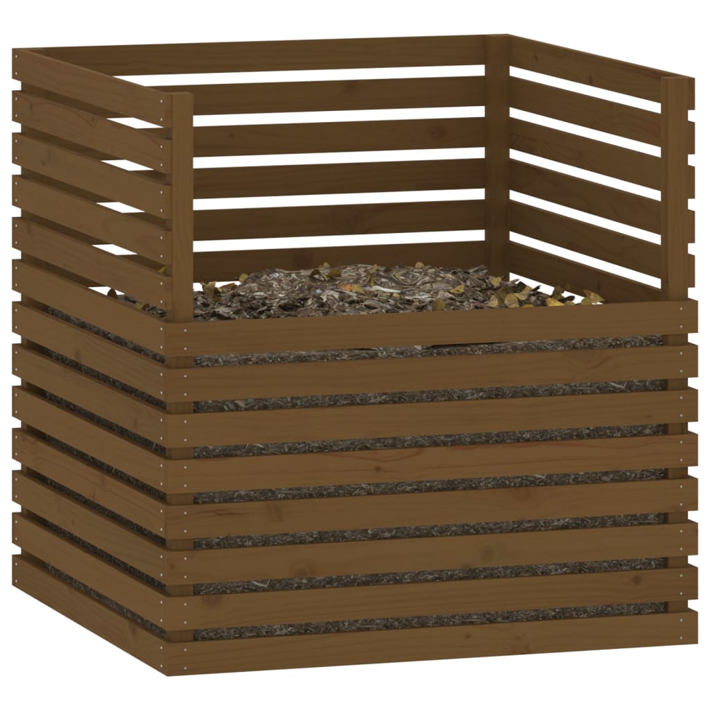 Compostiera Marrone Ambra 100x100x102 cm Legno Massello di Pino