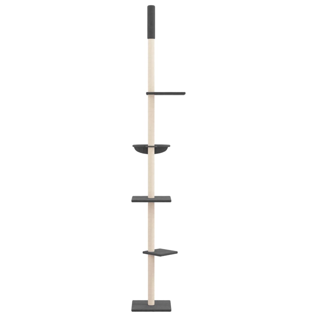 Albero per Gatti Pavimento Soffitto Grigio Scuro 263,5-289,5 cm