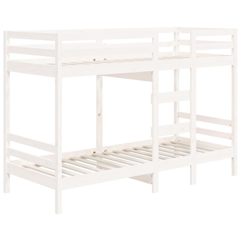 Letto a Castello senza Materasso Bianco 90x190cm Massello Pino