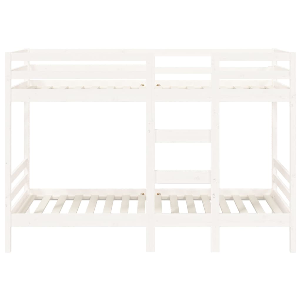 Letto a Castello Bianco 75x190 cm in Legno Massello di Pino