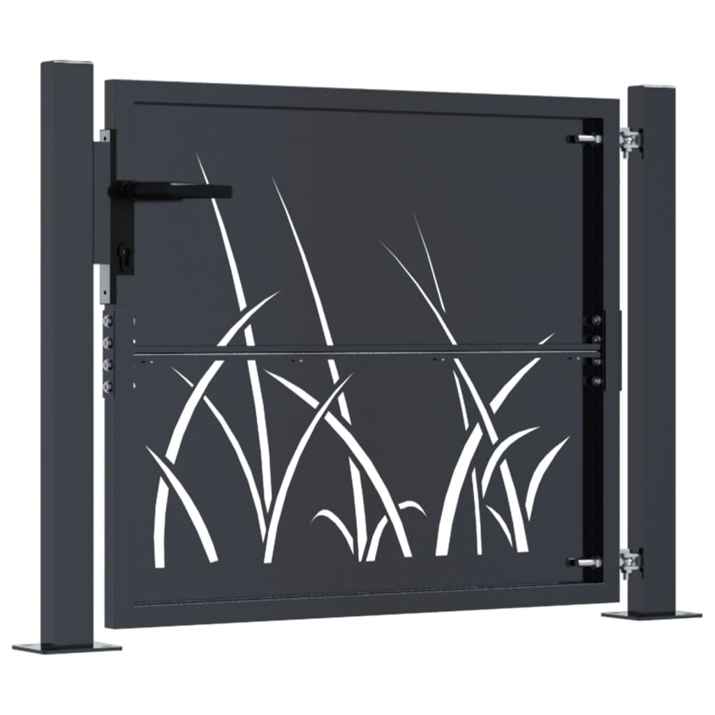 Cancello Giardino Antracite 105x80 cm in Acciaio Design Erba