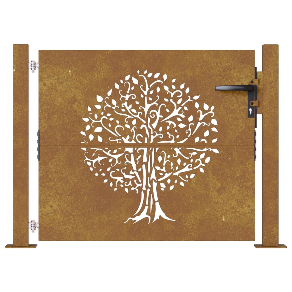 Cancello da Giardino 105x105 cm in Acciaio Corten Design Albero