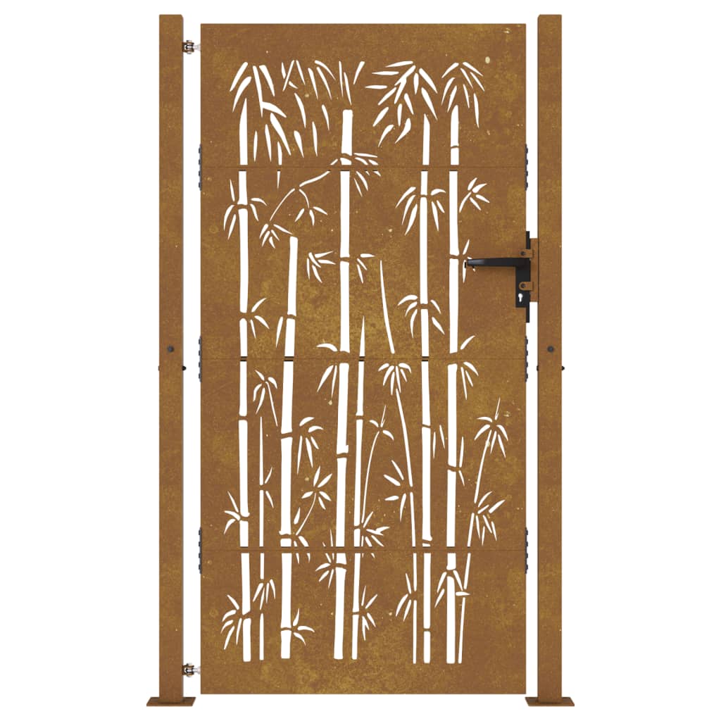 Cancello da Giardino 105x205 cm in Acciaio Corten Design Bambù