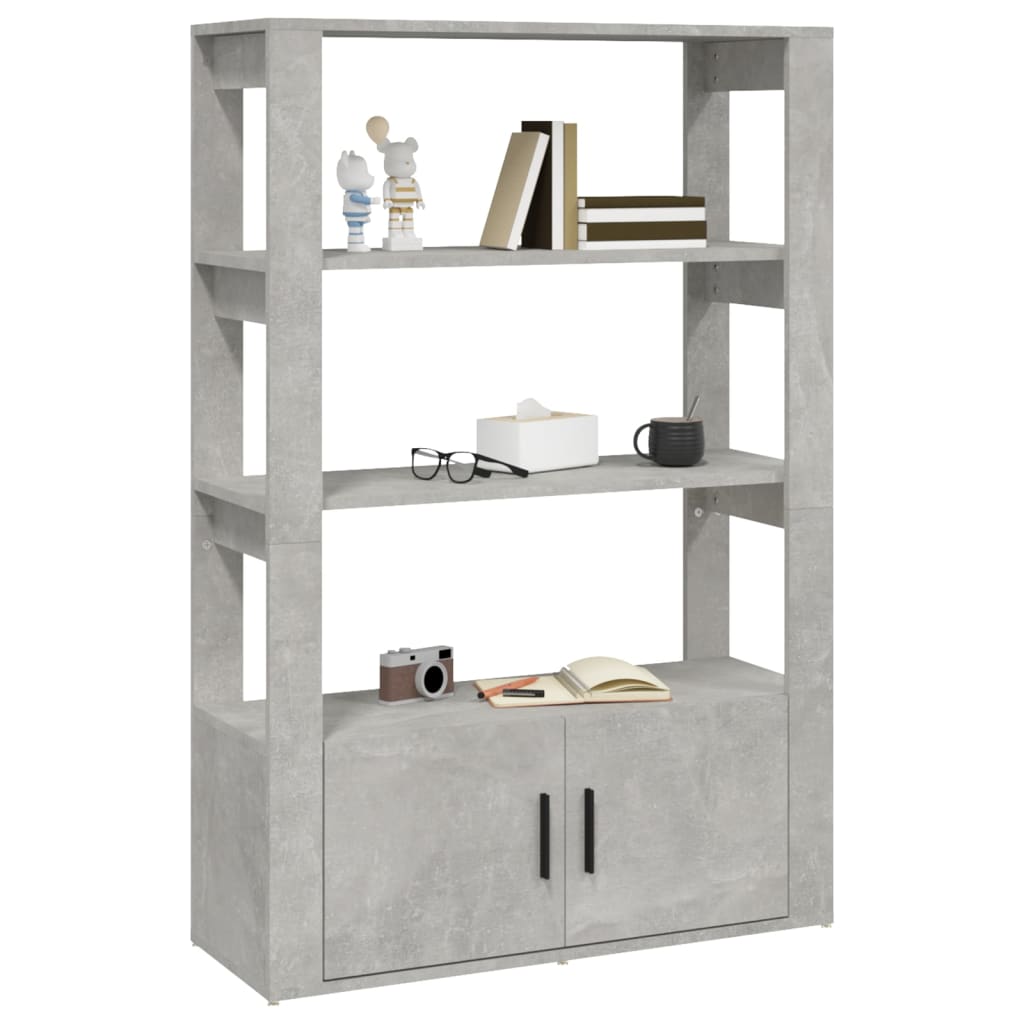 Credenza Grigio Cemento 80x30x119,5 cm in Legno Multistrato