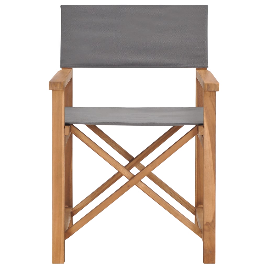 Sedie da Regista Pieghevoli 2 pz in Massello di Teak Grigio