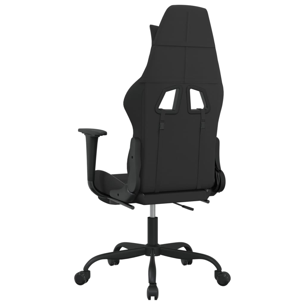Sedia da Gaming con Poggiapiedi Nero e Grigio Chiaro in Tessuto