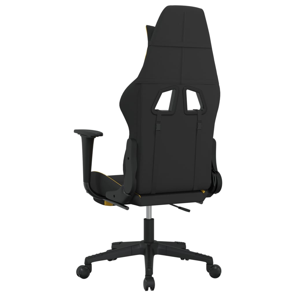 Sedia da Gaming con Poggiapiedi Nero e Giallo in Tessuto
